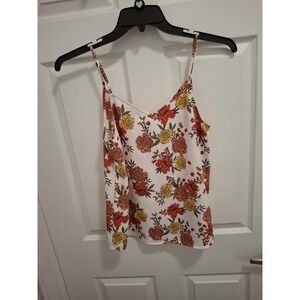 3/$15‎ LOFT Size XS Orange Yellow Sleeveless Floral Print Feminine Camisole